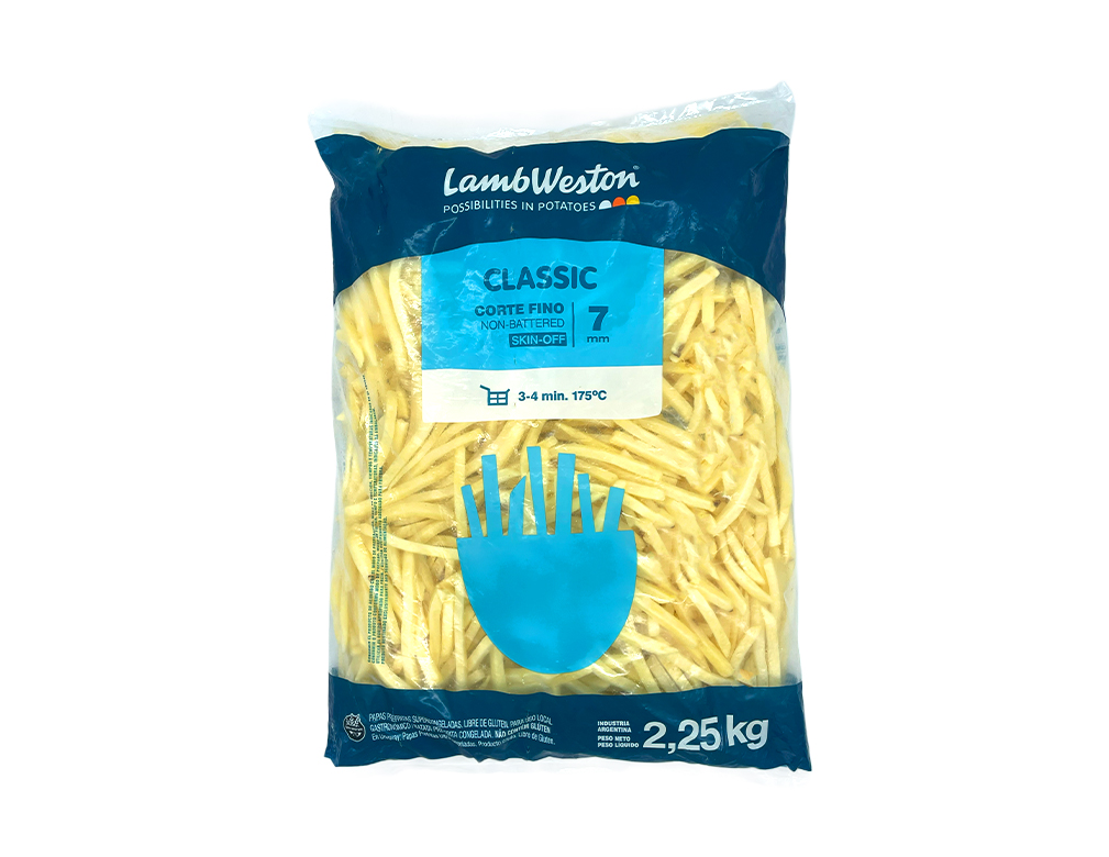 BATATA PALITO CONGELADA PRÉ FRITA 7 MM CORTE FINO LAMBWESTON 2,25 KG (CX 8 PCT)